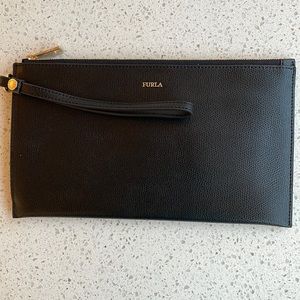 NWOT Furla Black Leather Wristlet
